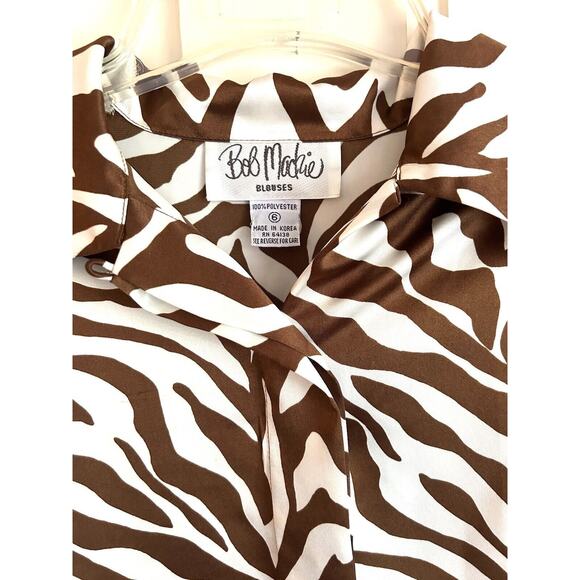 Women’s Vintage Bob Mackie Animal Print Front Button Blouse/Size 6 - Picture 3 of 4